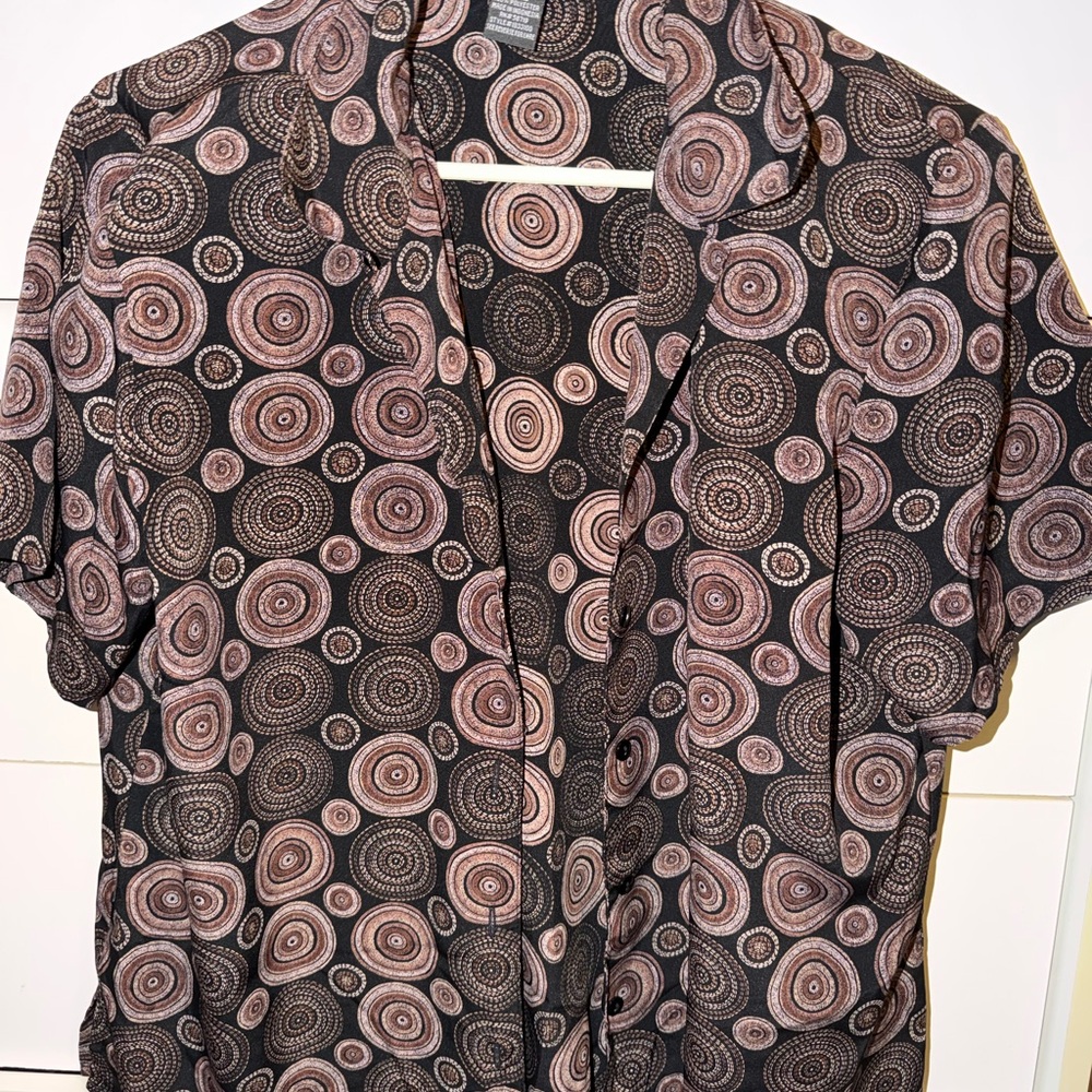 Notations Black and Pink Circular Pattern Blouse